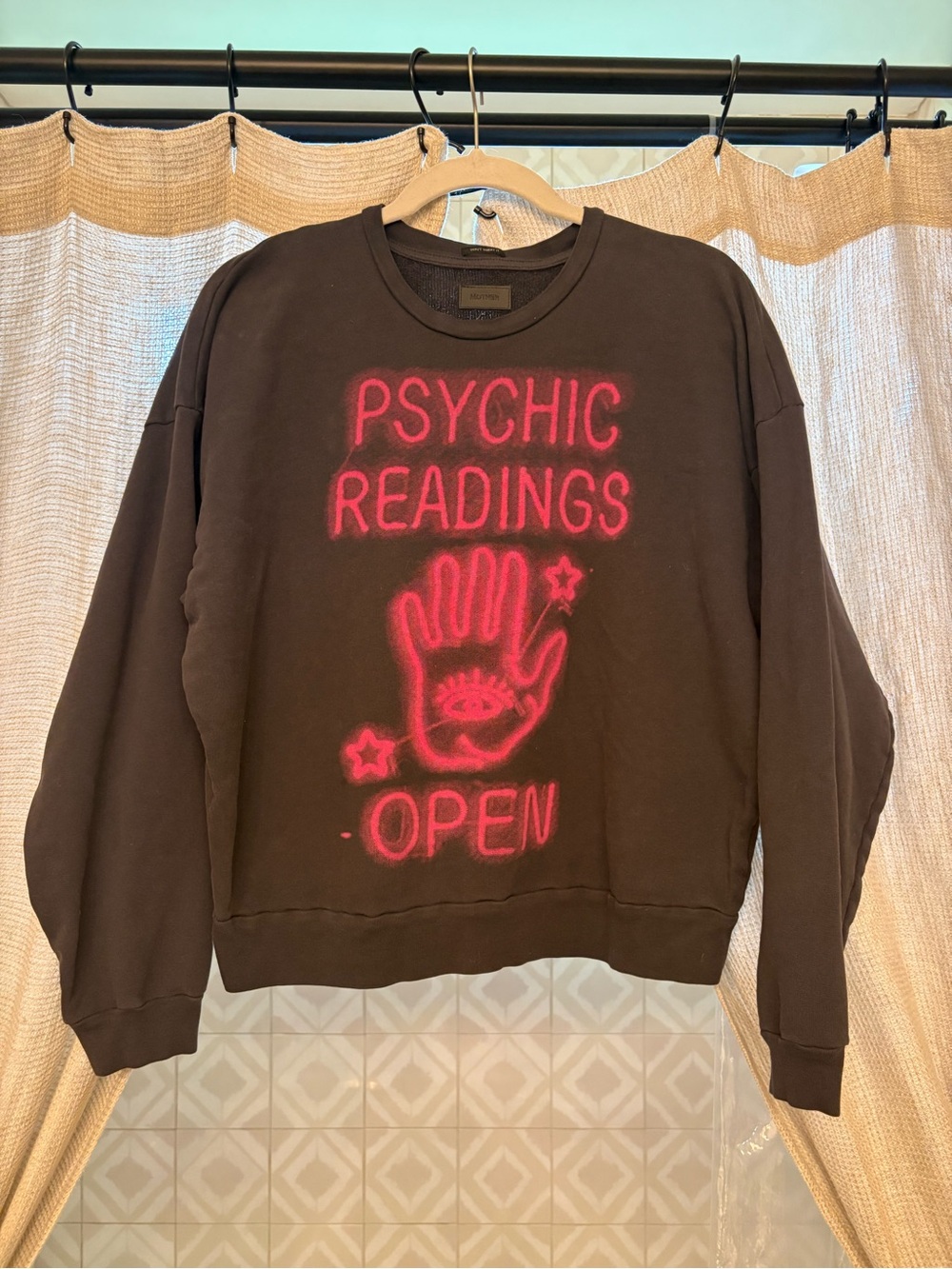 MOTHER charcoal sweatshirt with pink graphic
